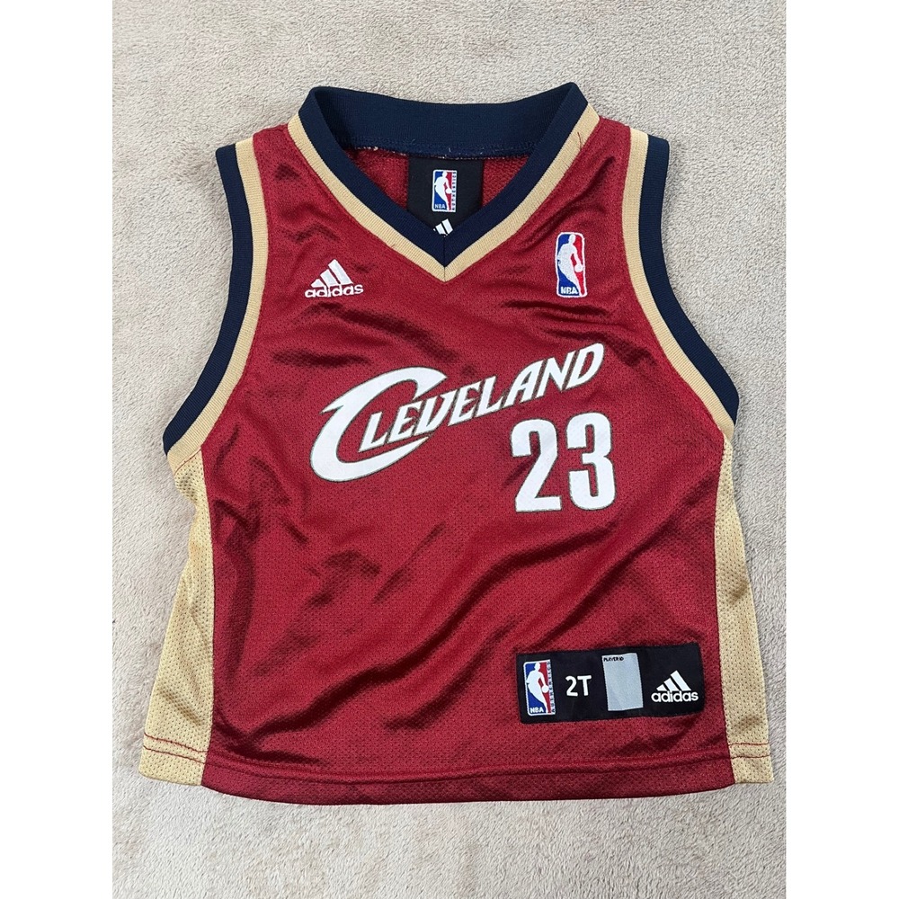 Adidas LeBron James #23 Road Replica Jersey Boys 2T Red Nylon Sleeveless EUC